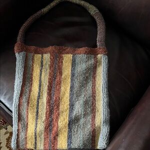 Colorful Striped Knit Shoulder Bag